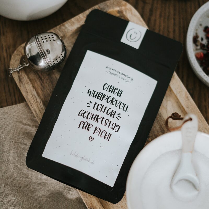 Früchtetee „Einen wundervoll tollen Geburtstag“, Physalis-Orange, Heldenglück – Bild 4