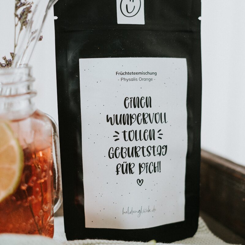 Früchtetee „Einen wundervoll tollen Geburtstag“, Physalis-Orange, Heldenglück – Bild 5