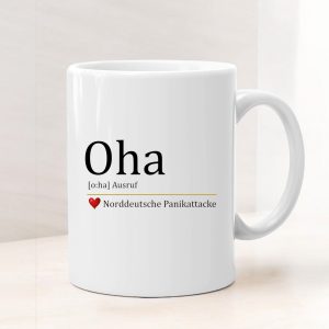 Lustige Kaffeetasse OHA Norddeutsche Panikattacke, 330ml, Spülmaschinenfest, Keramik