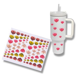 RUB ON Sticker – #1 HERZEN – pink/gold – Bogen A4 – Spruch – randlose Rubon – Danke Aufkleber, Tasse, Sprüche schenken verschenken