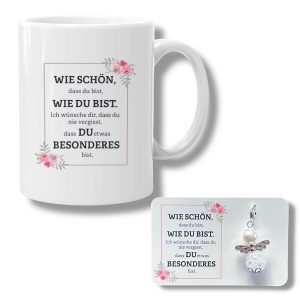 Besondere Menschen Tasse mit Schutzengel-Kärtchen, Keramik 330ml, Spülmaschinenfest, Geschenkset