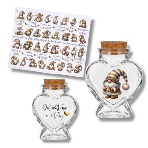 Rub-Ons-Sticker, #2 Mini-Wichtel natur, kleine Motive, Weihnachten, DIN A4, randlose Rubons