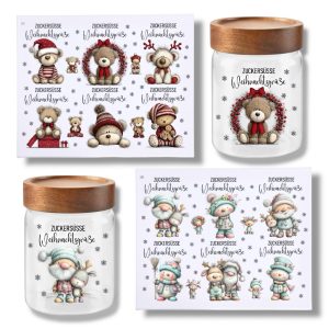 Rub-Ons-Sticker, Zuckersüße Weihnachtsgrüße, Weihnachten, DIN A4, randlose Rubons Sticker