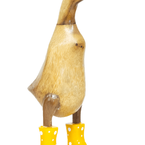 Attraktive Ente mit Top und Stiefeln aus Bambus, gelb, 40 cm