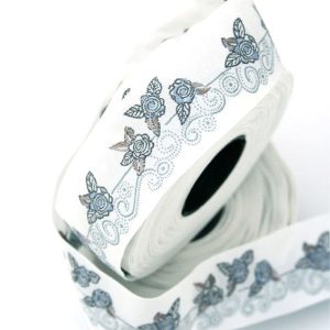 Rosenornament weiß-blau 3 cm breit