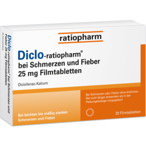 Diclo-Ratiopharm bei Schmerzen und Fieber 25 mg Fta – 20 Stück