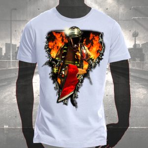 T-Shirt Firefighter 3D Weiß