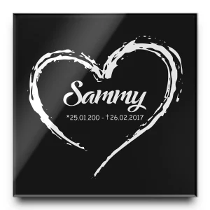 Grabstein aus hochwertigem Acrylglas 20×20 cm „Herz“