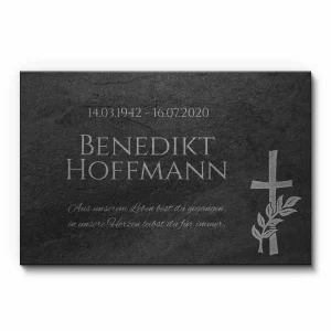 Grabstein aus Premium Schiefer mit Foto-Gravur 30×20 cm