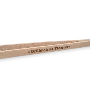 Holz Grillzange mit individueller Gravur – 32 cm
