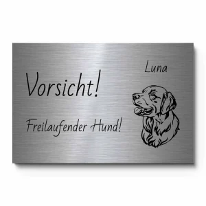 Warnschild aus Edelstahl für Hundebesitzer ab 12×8 cm