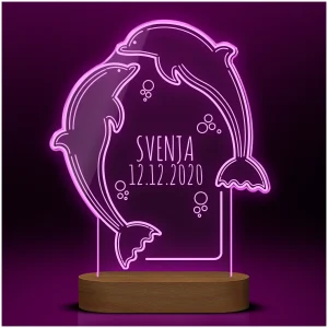 Individuelles LED-Nachtlicht „Delfine“ für Kinder mit Gravur