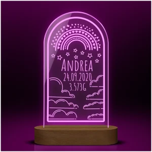 Individuelles Regenbogen Nachtlicht für Kinder mit Gravur