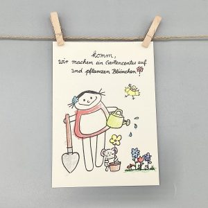 Gute Laune Karte komm wir machen ein Gartencenter auf und pflanzen Blümchen