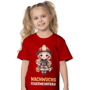 Kinder T-Shirt „Nachwuchs Feuerwehrfrau“ Rot