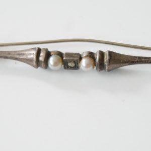 Echt Vintage Art Deco Brosche mit Perlen klasse Stabbrosche Silber