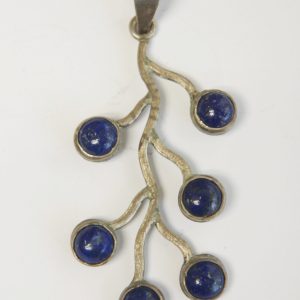 Herrlicher Vintage Designer Anhänger mit Lapislazuli als Blumen Blüte Silber