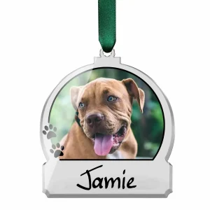 Personalisierter Weihnachtsschmuck aus Acrylglas mit Foto und Texten