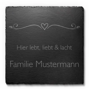 Modernes Namensschild aus Schiefer mit Gravur ab 10×10 cm
