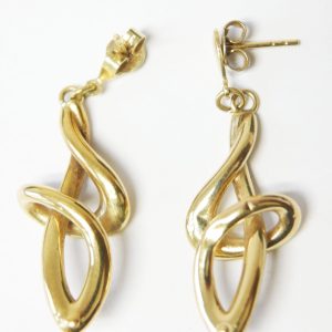 1 Paar Ohrhänger als Ohrstecker lang und abstarkt geschwungen aus Gold Punze 585