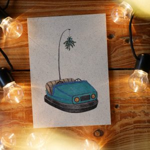 Weihnachtskarte Boxauto türkis