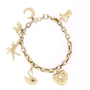 mit 6 Anhängern Gold Armband Bettelband Gelbgold 750er 200 mm Goldkette