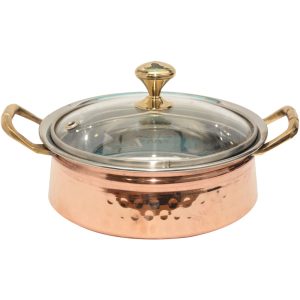 Serviertopf aus Kupfer mit Deckel