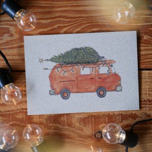 Weihnachtskarte Campervan orange